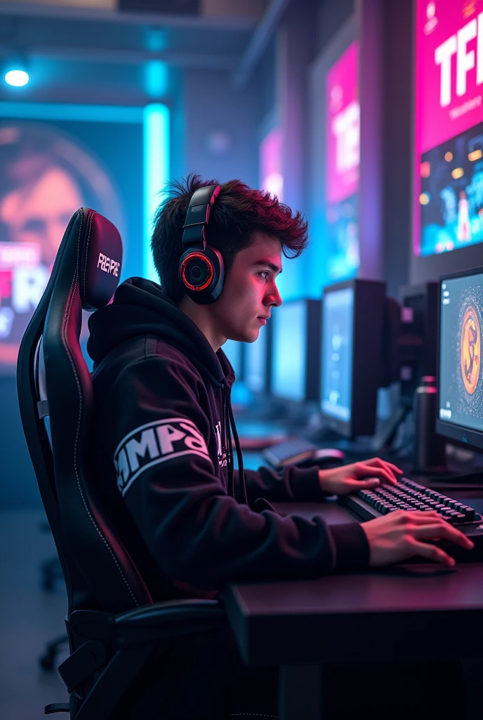A free fire creator sheat on chear in a pro lockup