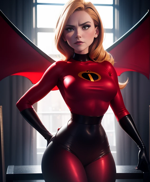 Helen Parr, beautiful, big titty, butt-naked blonde women, small shoulder, slim waist, wide hips, thick legs
