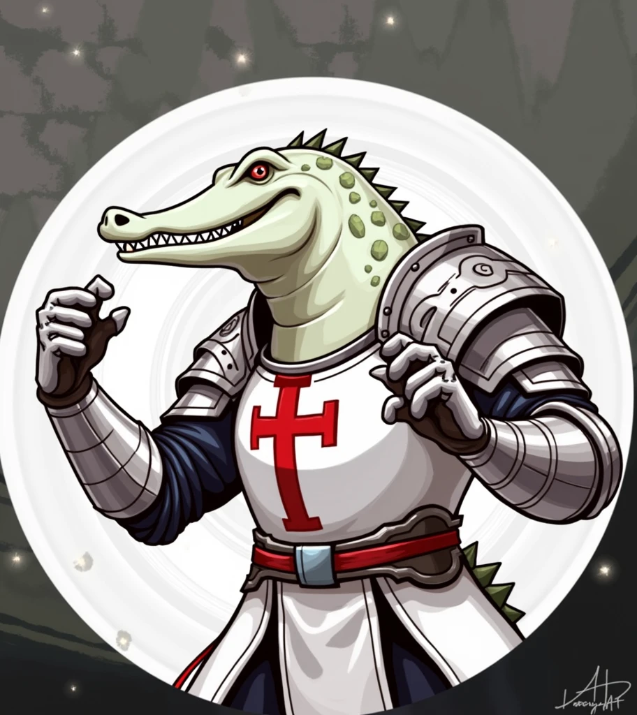 there is a picture of a cartoon alligator dressed in armor, templar, raptor jesus, crocodile loki, forsaken crocodile god, varguyart style, dnd), youtube thumbnail, (((knight))), dnd fantsay art, reddit meme, youtube, reptil, by Ignacio Zuloaga, knights templar in a space suit, dragon pope, reptilian warrior
2
there is a picture of a cartoon alligator dressed in armor, concept art by Ignacio Zuloaga, pixiv, furry art, templar, raptor jesus, crocodile loki, forsaken crocodile god, varguyart style, youtube thumbnail, dnd), (((knight))), dnd fantsay art, reddit meme, youtube, reptil, knights templar in a space suit