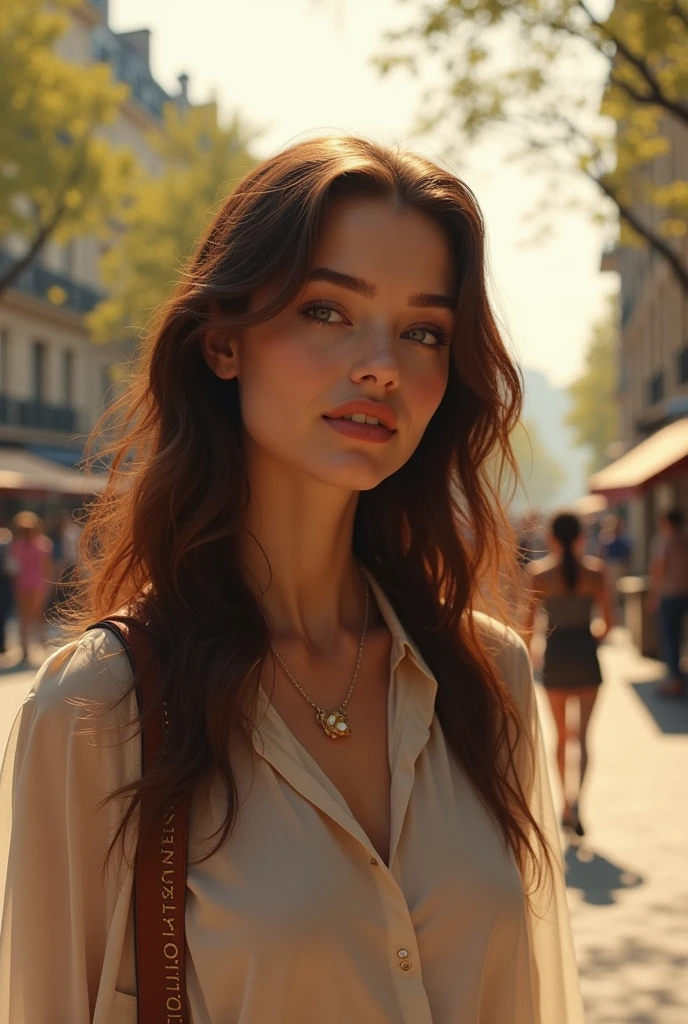 brunette woman in paris