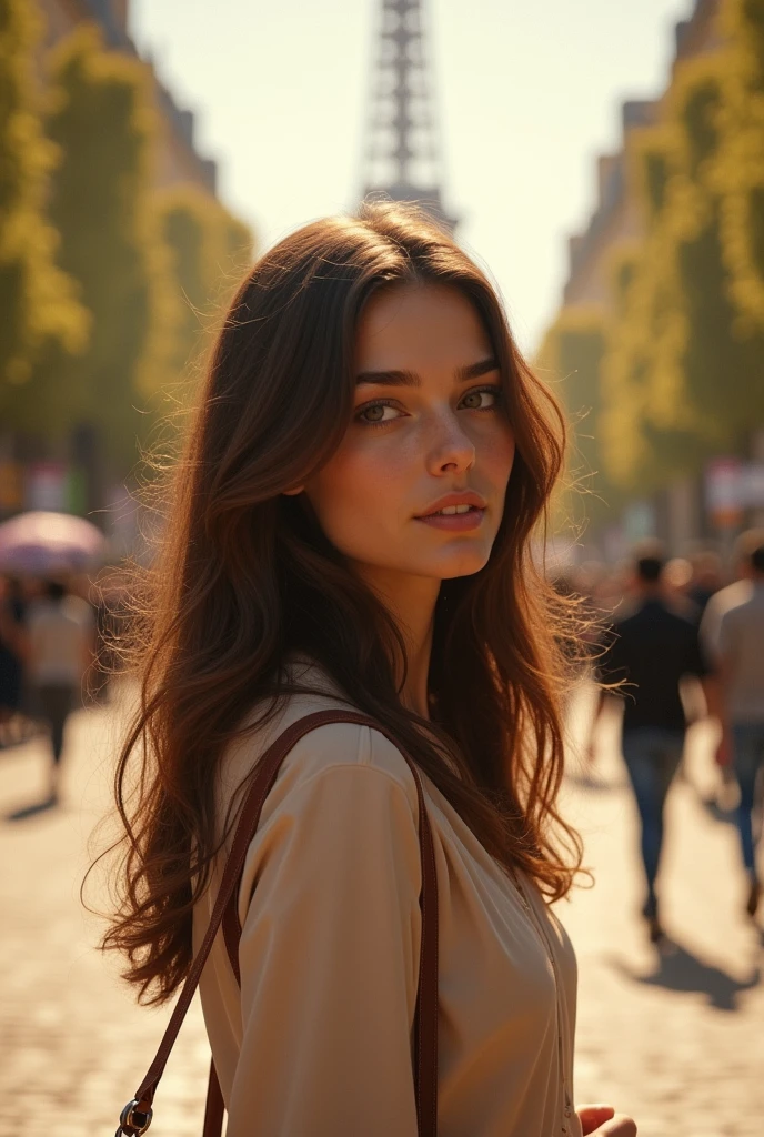 brunette woman in paris