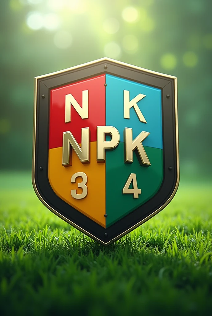 Create a shield for a football team called NPK, with references to agronomy and with the table of elements at the bottom, as Magnesium, Soccer, etc