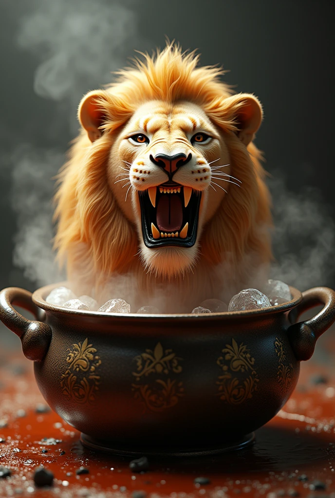 Simulation lion head stew pot