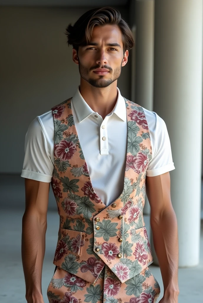 A sexy handsome man wearing a frock