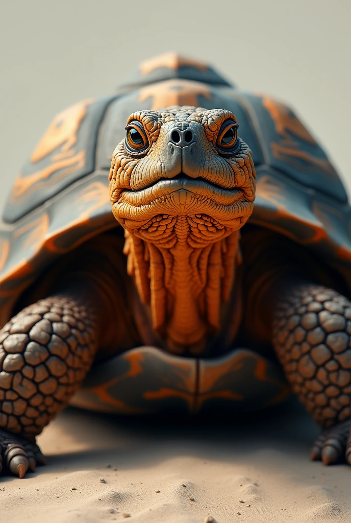 Adult tortoise turtle, orange head and neck, PICTURE REALISTIC.