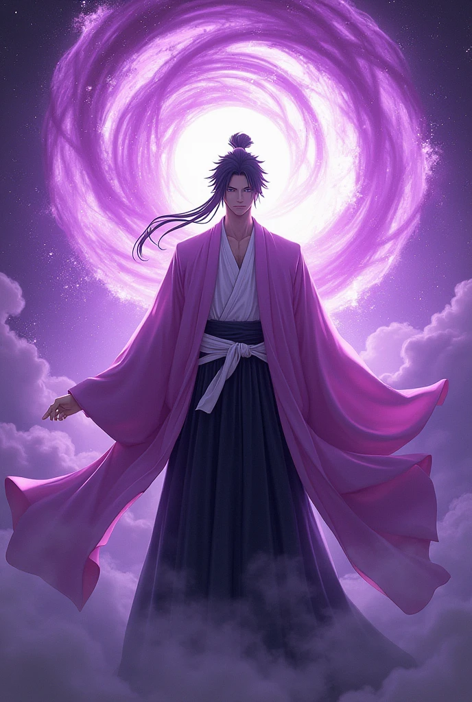 Shunsui Kyōraku from bleach with purple aura around him