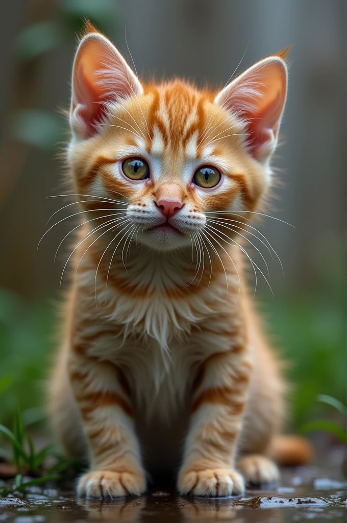 Kitten sad because he got wet
