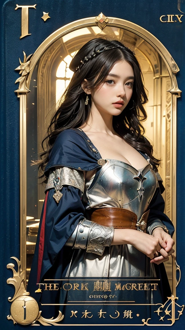 (8K, Highest quality:1.2)、masterpiece,High resolution, (Skin Texture:1.1), Highest quality, 超High resolution, Perfect Face、(Realistic: 1.4), RAW Photos, (((Big Breasts)))、Voluptuous body、Cleavage、(((Japanese Idols)))、Colorful costumes、 Beautiful Knight, small silver tiara, Cape, Perfect breasts, Perfect body, (((On the battlefields of ancient Europe.))), (Highest quality, 4K, 8K, High resolution, Tabletop:1.2), Super detailed, (Realistic, Realistic, Photorealistic:1.37), Royal, Enchanting, Soft lighting、 (((The thighs are covered with iron armor..))) (((Iron bustier))), (((Heavy chest))), (((A large castle in the background)))、 (Ancient fantasy soldiers),(Ancient soldier armor),Combat Accessories,breastplate、mini skirt、Hair blowing in the wind