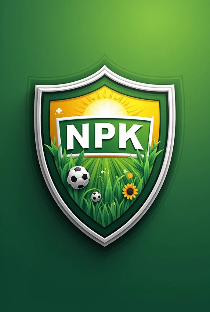 Create a shield for a football team called NPK, with references to agronomy and with the table of elements at the bottom, as Magnesium, Soccer, etc