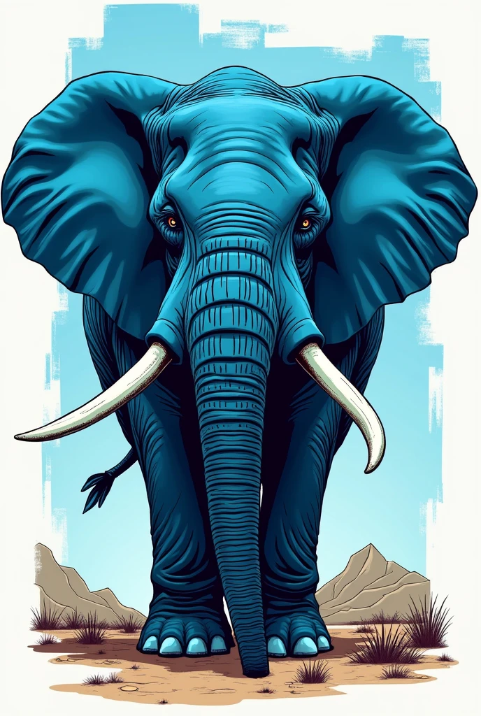 African elephant,cerulean,COMIC BOOK STYLE intimidator