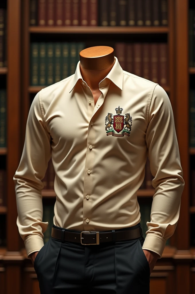 Interclass shirt, beige color, with a brick coat of arms