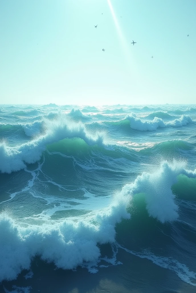 Create a seascape simulating ocean acidification during the day