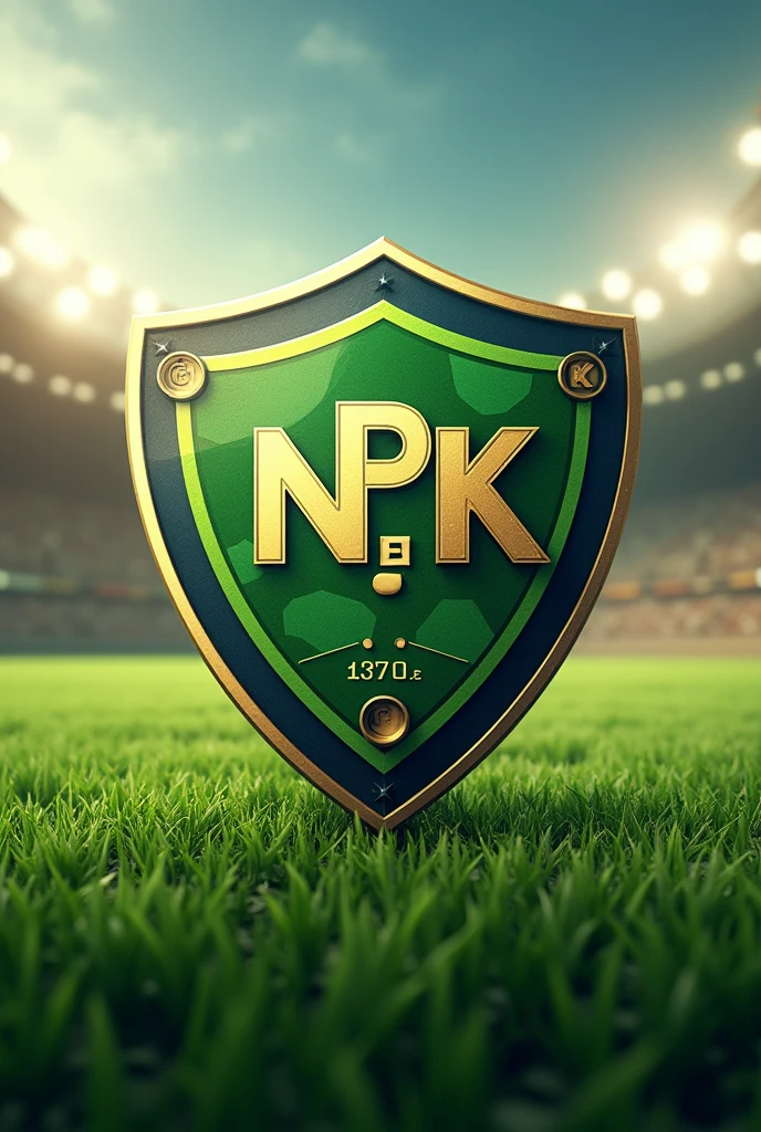 Create a shield for a football team called NPK, with references to agronomy and with the table of elements at the bottom, as Magnesium, Soccer, etc