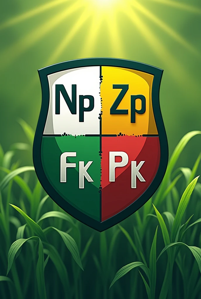 Create a shield for a football team called NPK, with references to agronomy and with the table of elements at the bottom, as Magnesium, Soccer, etc