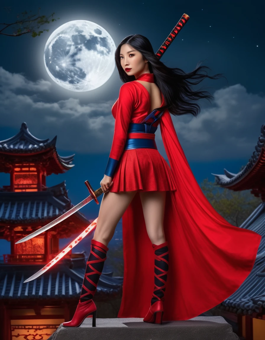  Piper Perri Garza Supergirl 2023Failed Generation - A graceful kunoichi with a perfect body shape and flowing black hair wears a striking kitsune mask and brandishes a red kocard and katana on a moonlit roof. The full moon and blood-red moon cast an eerie glow on her as she exudes stealth and strength. This vivid image, whether a painting or photograph, captures the mysterious allure of a powerful female warrior in exquisite detail, with every element expertly rendered to create a mesmerizing and immersive experience for the viewer.Piper Perri Garza Supergirl 2023Failed Generation - A graceful kunoichi with a perfect body shape and flowing black hair wears a striking kitsune mask and brandishes a red kocard and katana on a moonlit roof. The full moon and blood-red moon cast an eerie glow on her as she exudes stealth and strength. This vivid image, whether a painting or photograph, captures the mysterious allure of a powerful female warrior in exquisite detail, with every element expertly rendered to create a mesmerizing and immersive experience for the viewer.