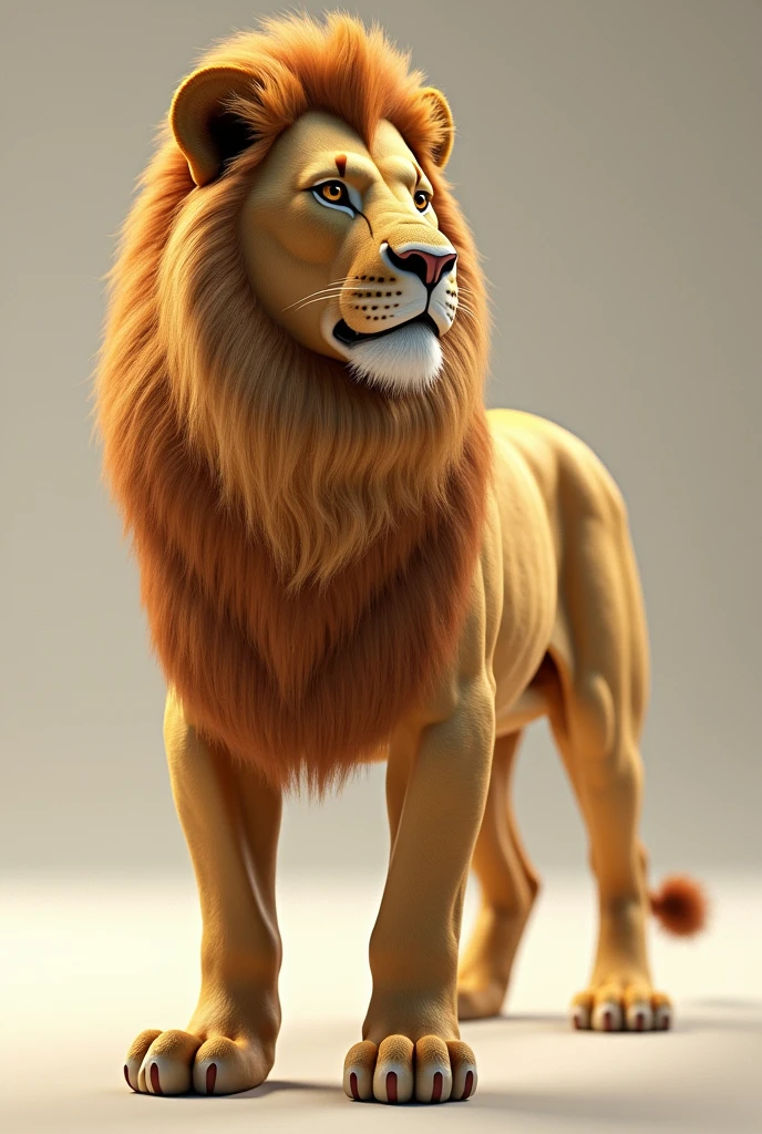 Simulation 3D lion standing，Multiple angles