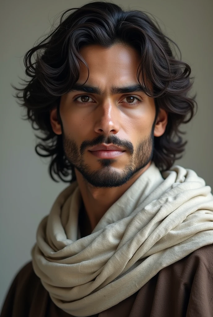 (photorealism:1.2), handsome young man like twenty, like jon snow, muslim, scholar, not too much hairy, fit , realistik portrait art,