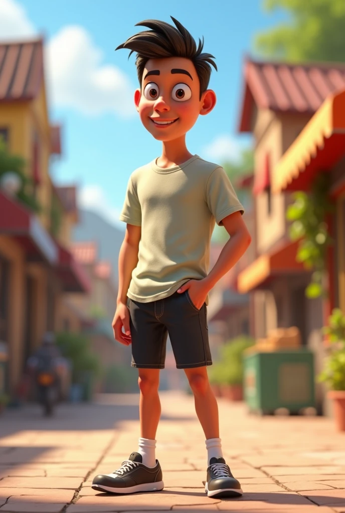 Man shirt,bike shorts,pixar,high qualiy,standing


