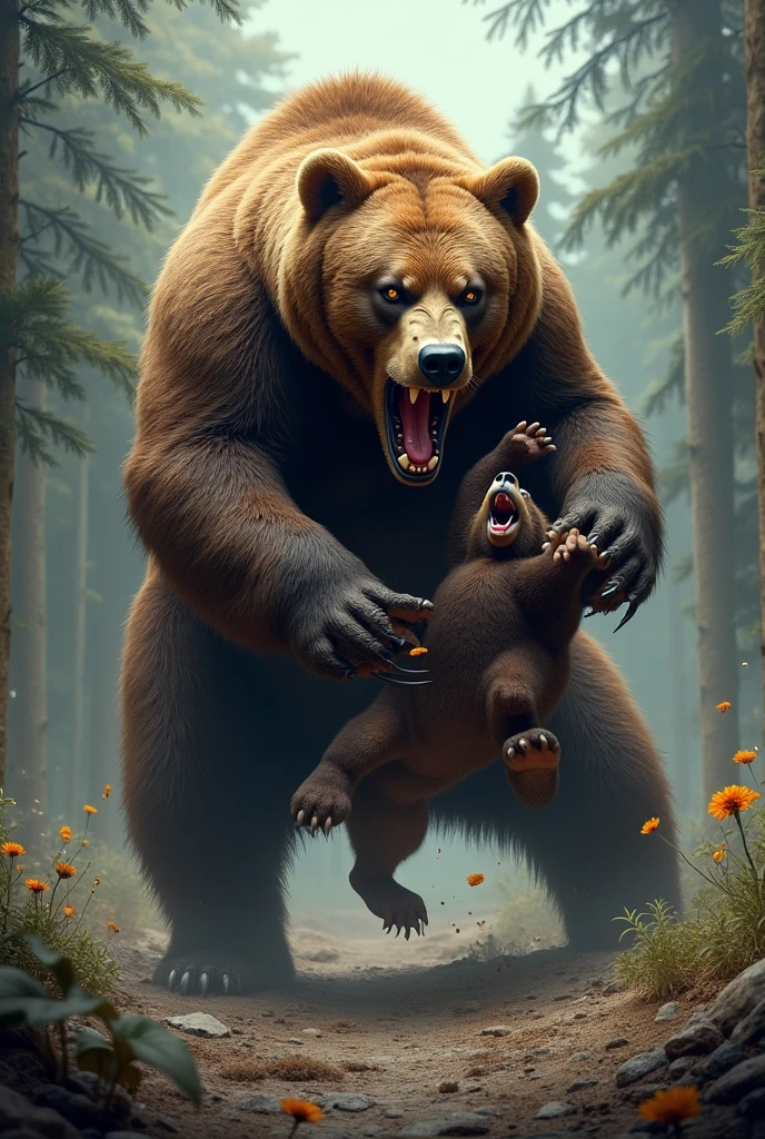 Bear hitting some animal