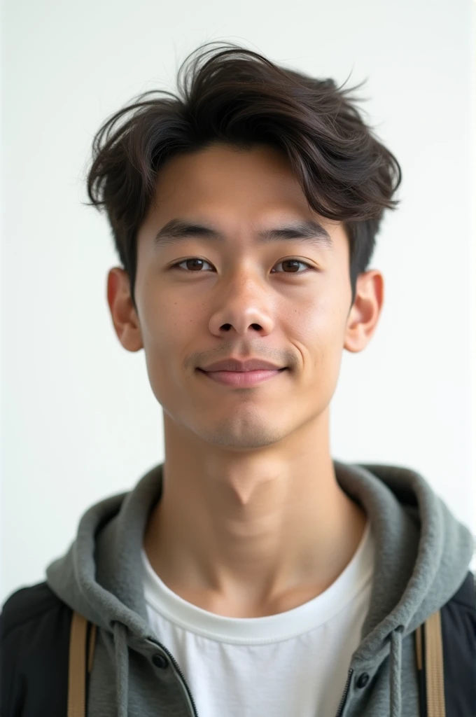 College student medium ugly simple male forgettable id picture white background