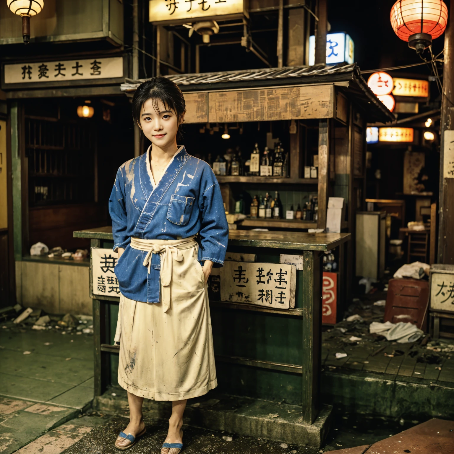 
((masterpiece、Highest quality))、Beautiful girls gather.、Three girls in summer clothes、(Showa Retro:1.2、showaretro)、(Detailed and cute face:1.3)、(Poor conditions、smile、Japan's poor neighborhoods、Dim and unsanitary、Standing Bar、みんなで楽しくdiet、Crumbling underground shopping mall:1.3)、屋台のdiet店、stage、sewage、Dirty shop、street vendors、Unsanitary and abandoned city、smile、diet、Poor person々