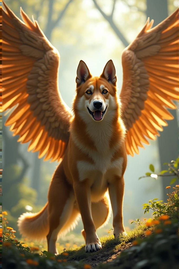 A dog with giant wings