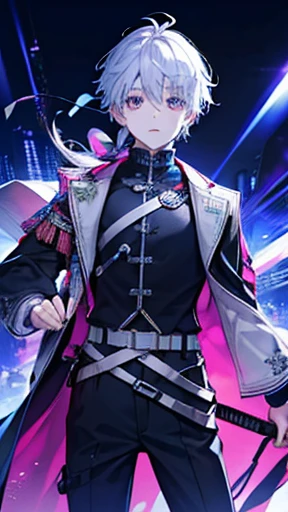 sf Vtuber Future juvenile whole body 未来のJersey clothing male belt Harness Silver Hair Flashy clothes Jersey Decoration