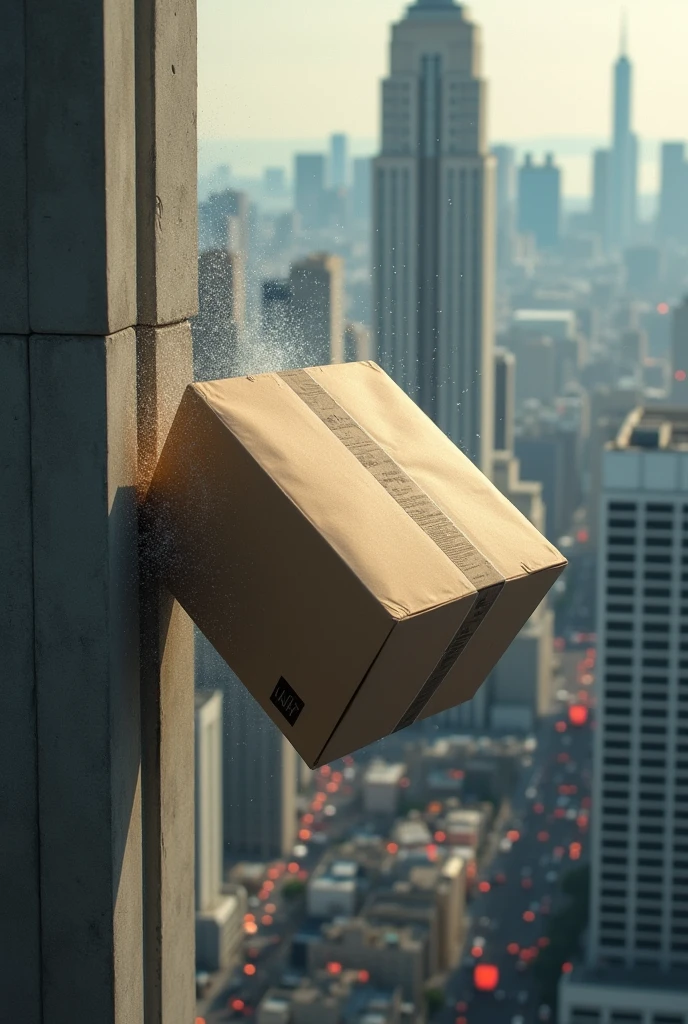 Box falling from a height of 5 meters from a building