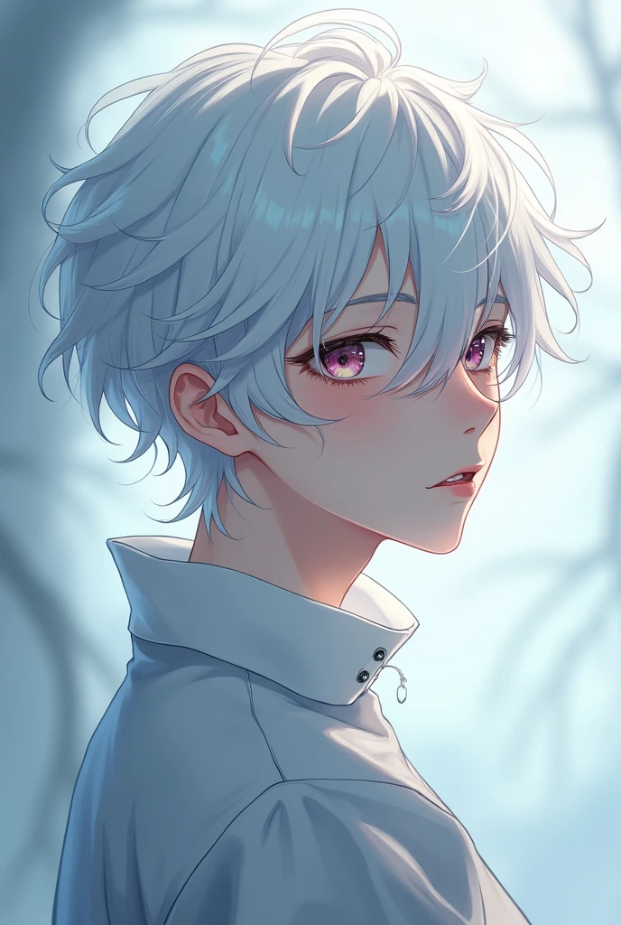 Anime boy with white hair