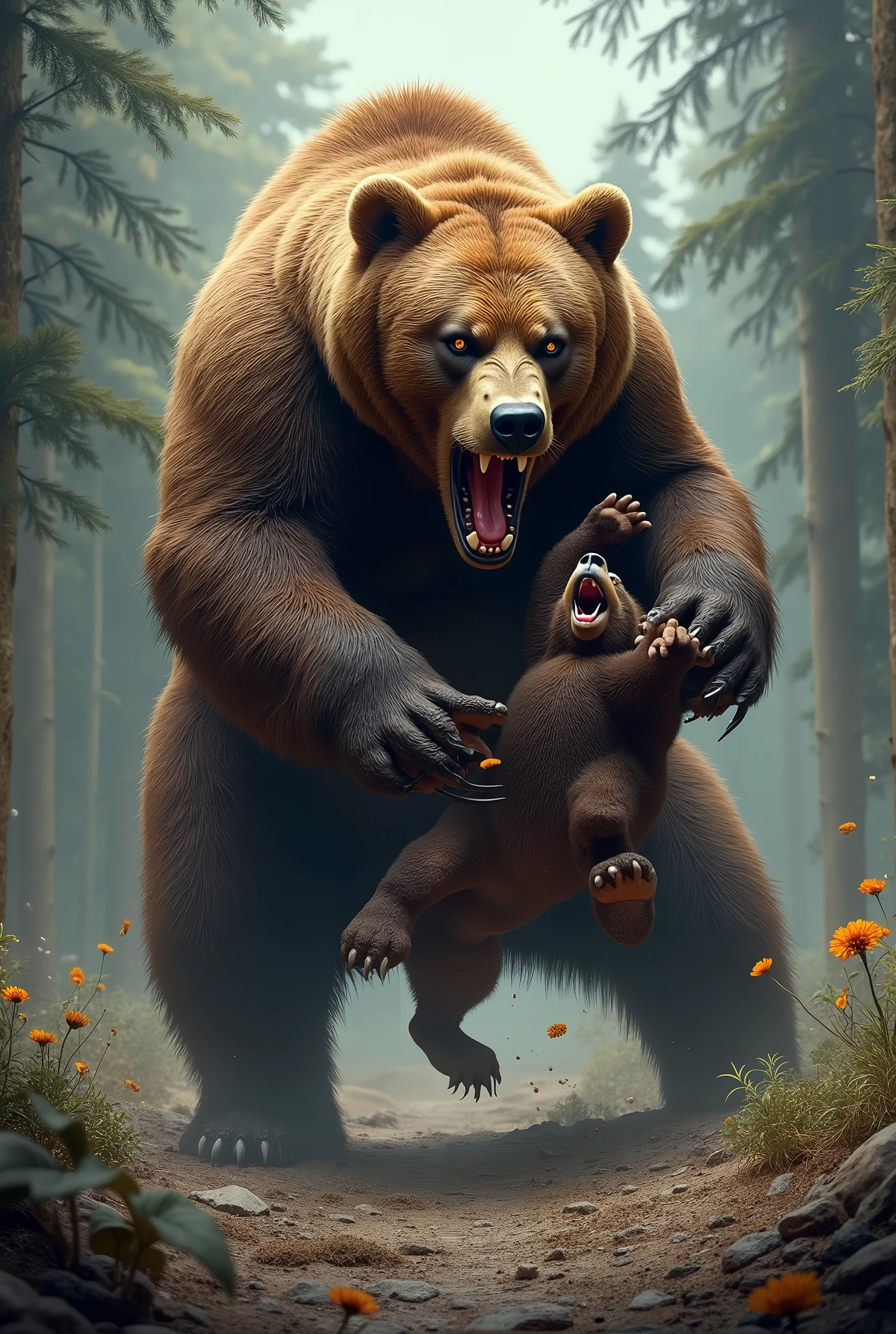 Bear hitting some animal
