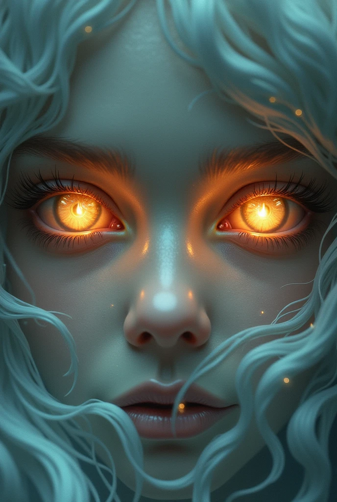 the eyes are the lamp of the body. Two angelical eyes with a little flame inside in both iris of them