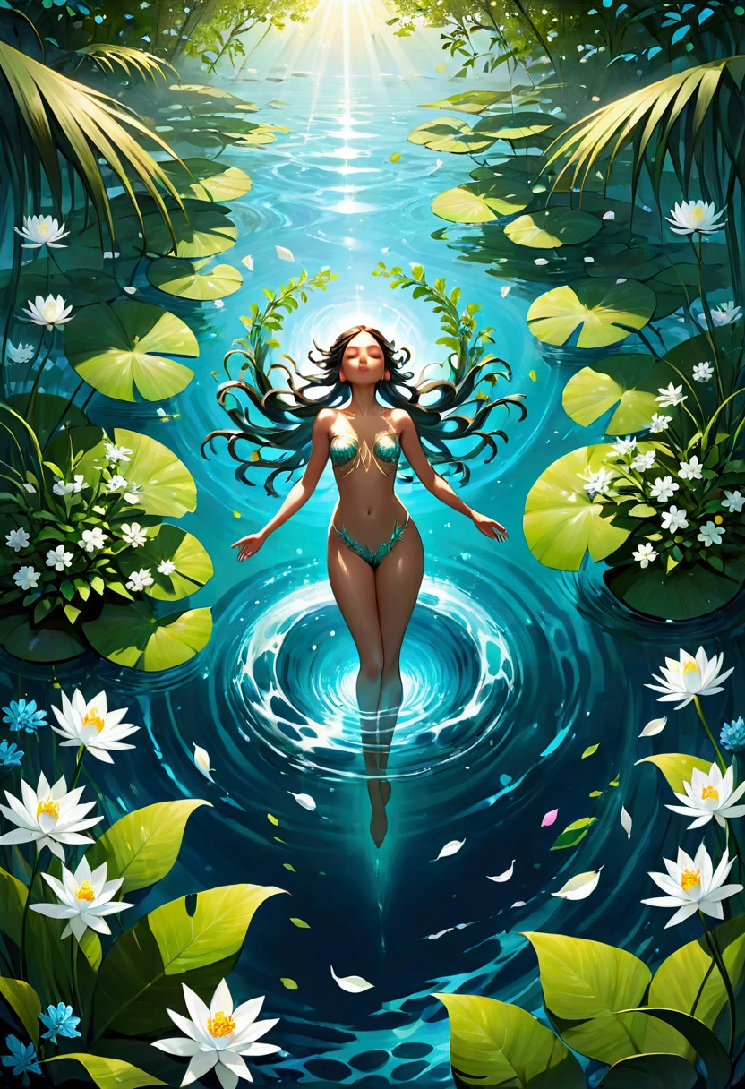 magical, mistic, Ethereal and surreal fountain,(The fountain), the ultra-detailed, james r style ,Draw beautiful digital illustrations, by Audrey Kawasaki, by Amy Saul, author:naoto hattori,yayoi kusama, by Ghibli Studio,NO borders