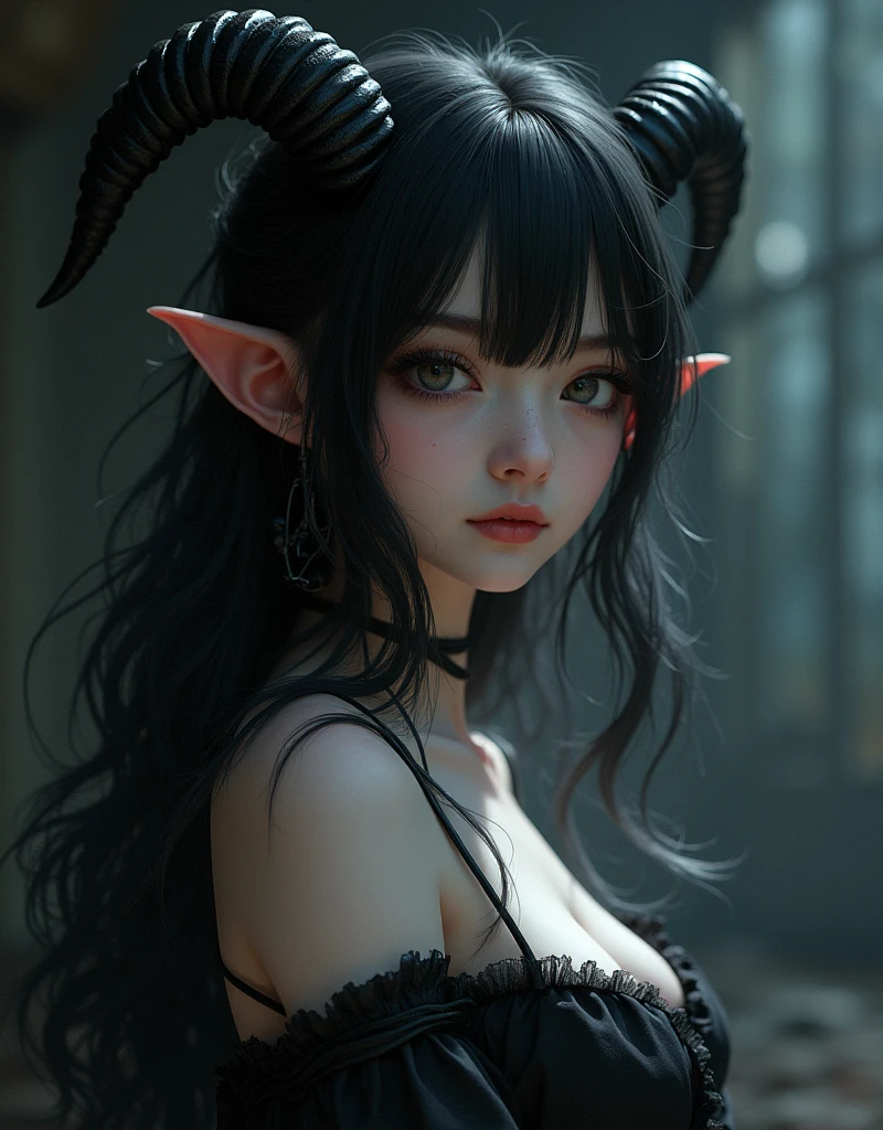 anime girl with horns and a skirt in a dark room, beautiful succubus, demon girl, demon anime girl, succubus, succubus in tight short dress, succubus | medieval, succubus in sundress portrait, beautiful elegant demon queen, portrait of demon girl, demoness, extremely detailed artgerm, white horns queen demon, diablo 4 lilith