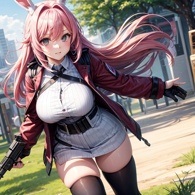 On the battlefield Assault rifle Bunny girl Pink Hair I have stupid hair. Large Breasts