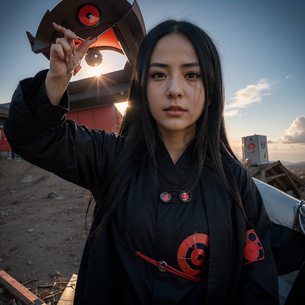 Itachi At the top of the altitude and sharingan in the sky and more real and can see her face and more real