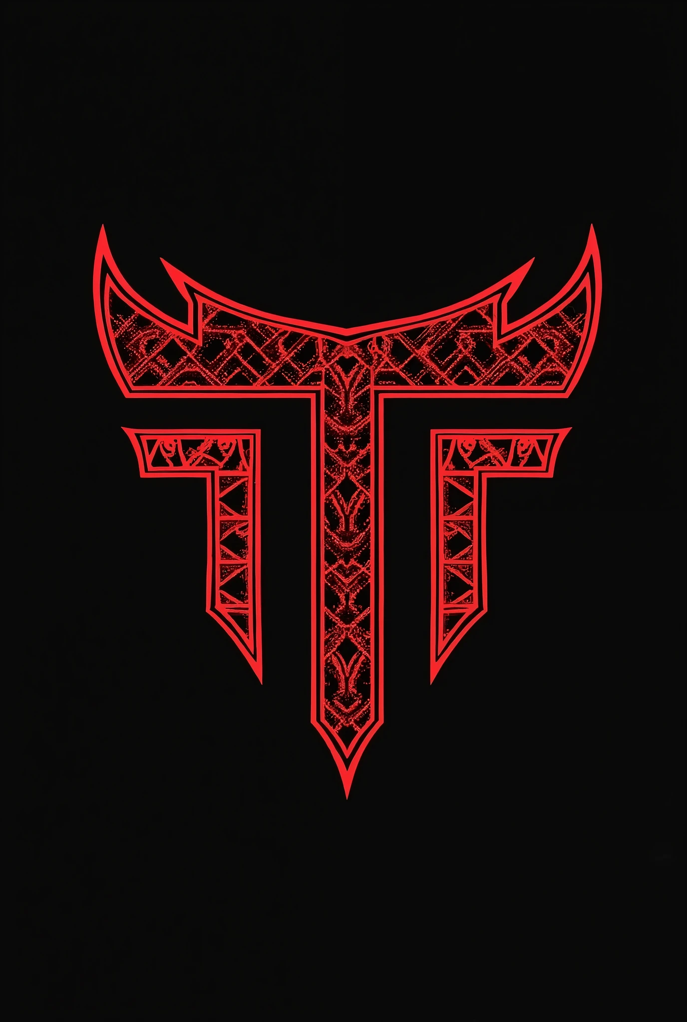 Create logo wrote TLT black red colour tribal pattern on word