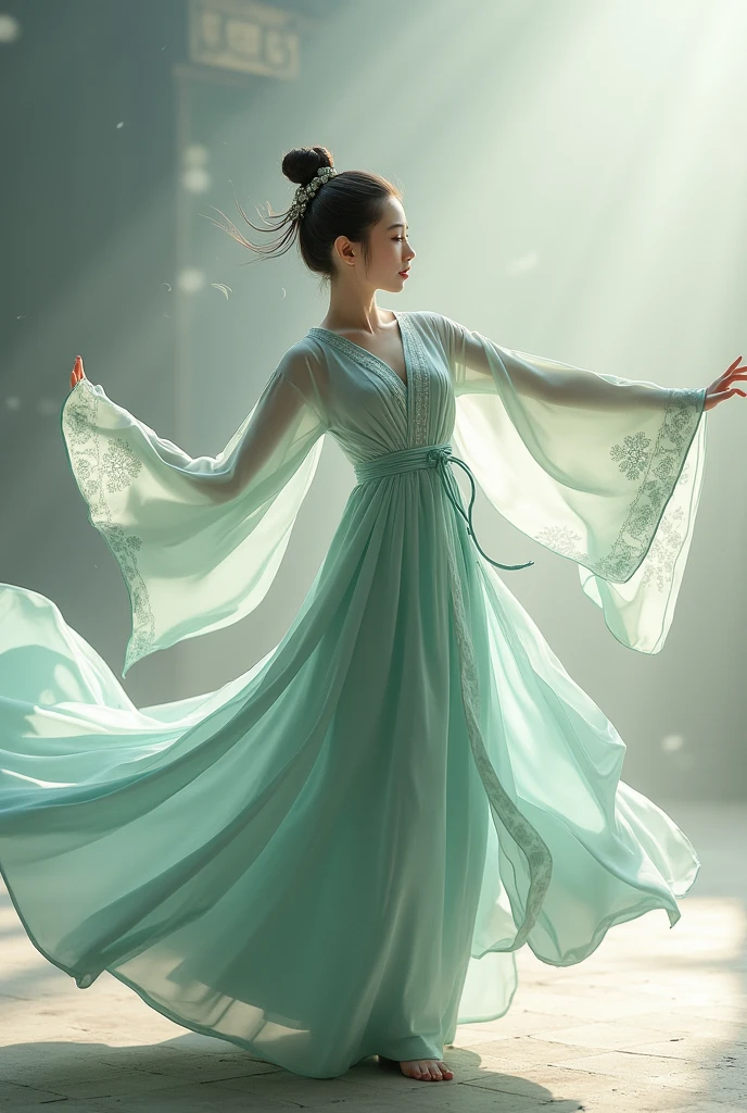 dancing in hanfu behind pose animation