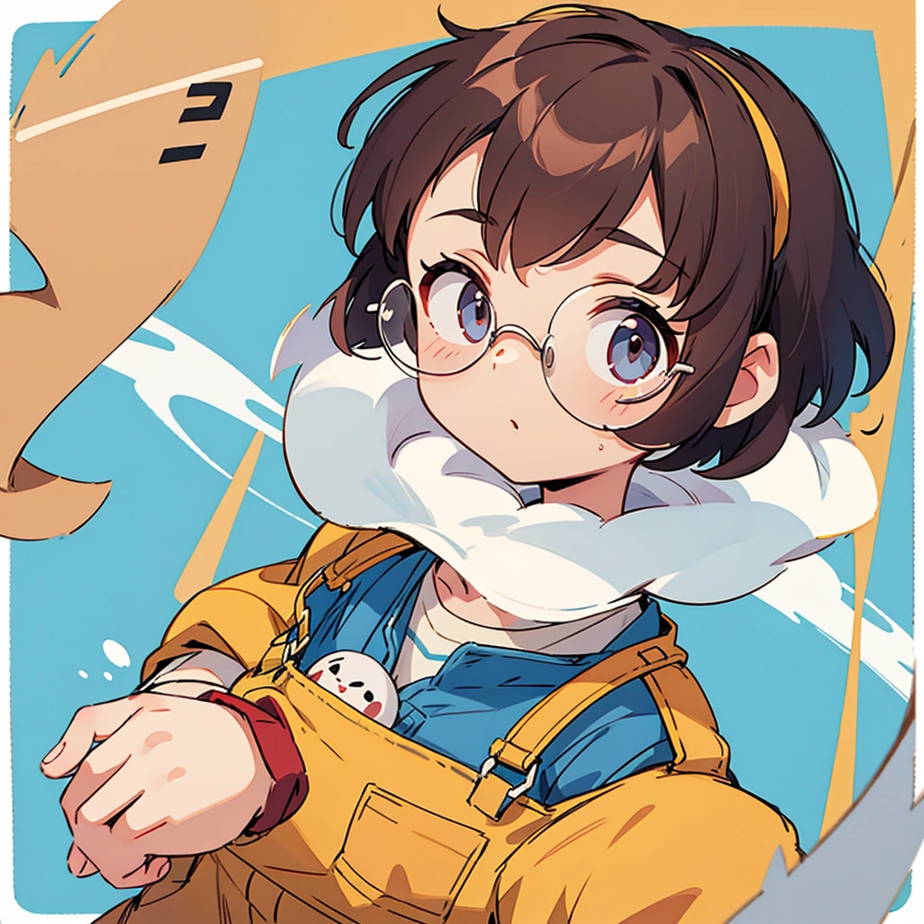 Character portrait Glasses whole body head band short hair Overalls