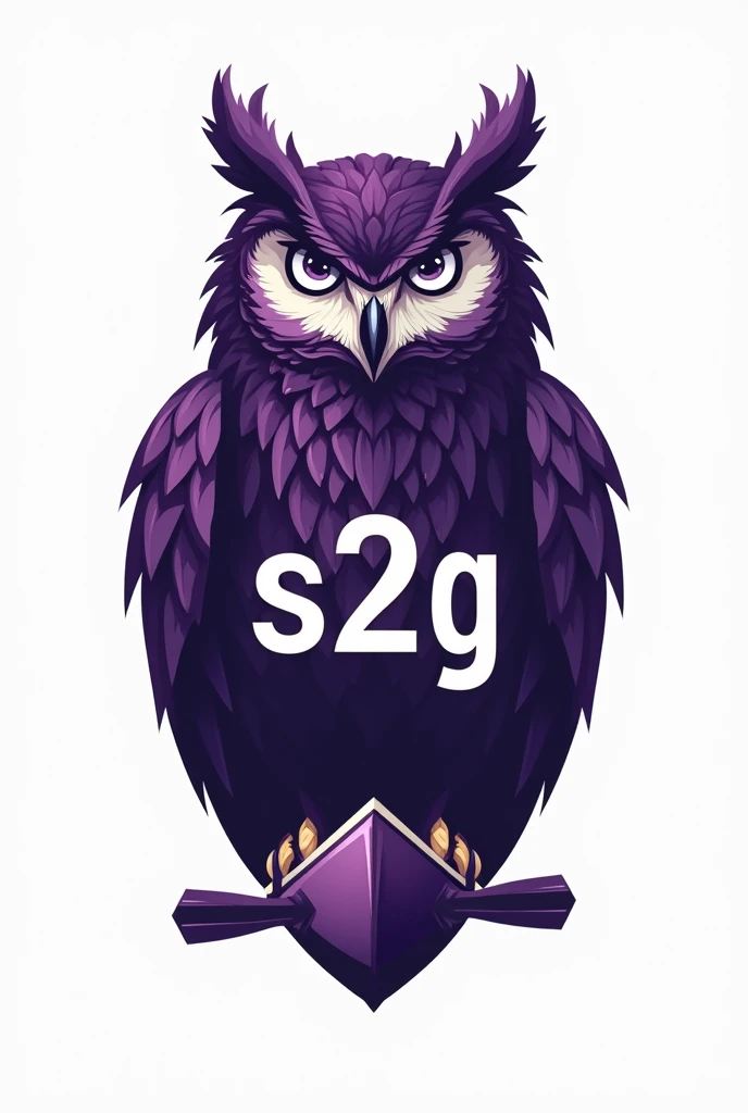 I WANT TO CREATE A LOGO, LET IT BE A MALE BIG PURPLE OWL, LET IT SAY S2G ON THE TOP, CANOE UNDER IT