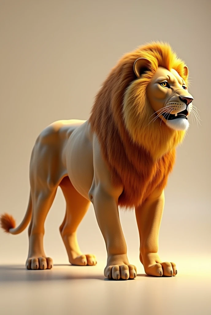 Simulation 3D lion standing，Multiple angles