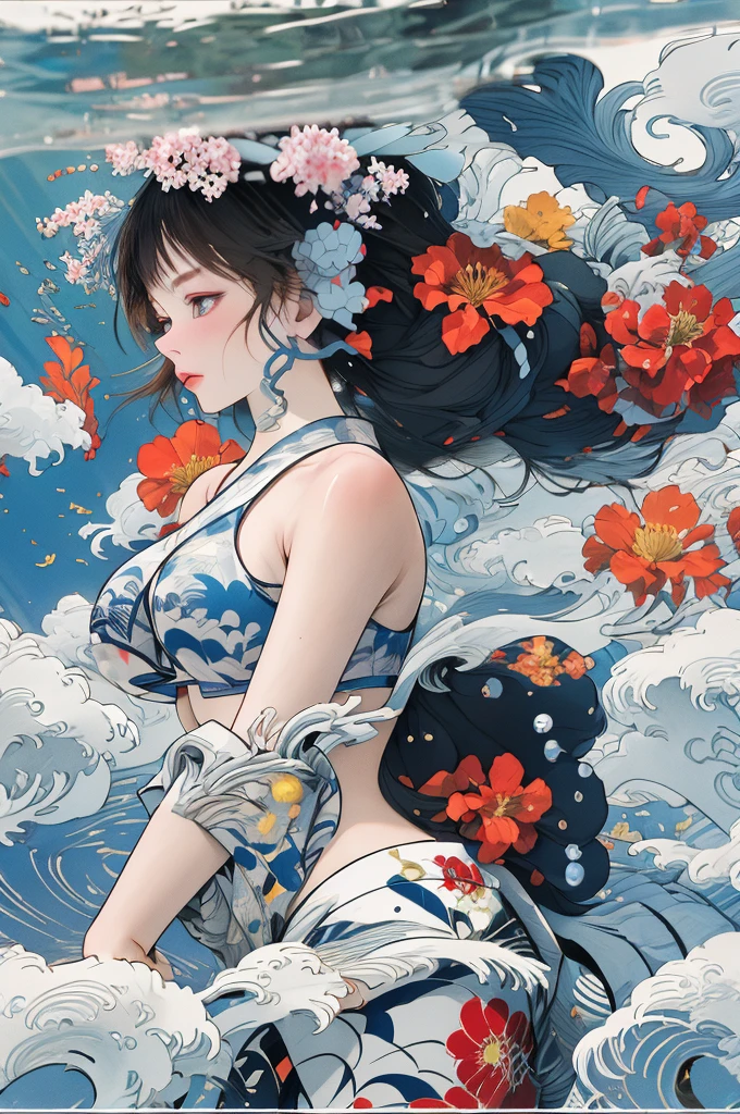 Tattoo design, Japanese Traditional tattoo design, 2 Japanese koi swimming upstream with water splash effect, (Unity 16K Wallpaper, masterpiece, Best Quality, high quality, Ultra-detailed, extremely details CG, Caustics, Cinematic lighting, Detailed, Ultra High Resolution, Photography, high resolution), half sleeve tattoo