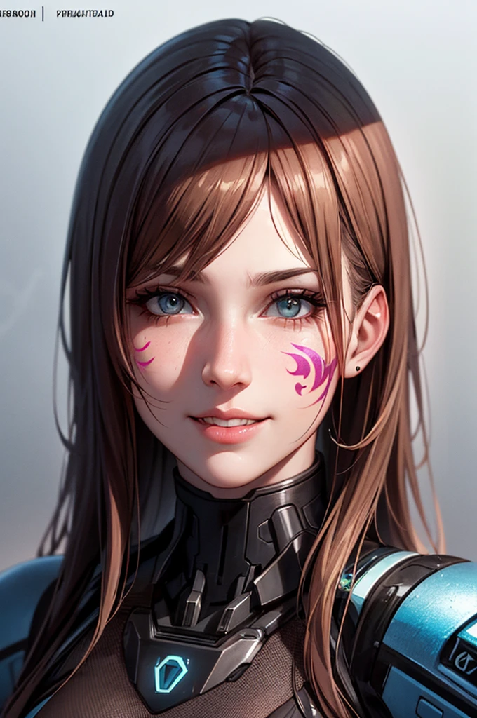 Detailed portrait cyberpunk (sks women) (40 year old sks women), Futuristic neon reflective clothing, sf, Robot parts, Ismail Inceoglu、Dragan Bibin、Hans Thoma、Greg Rutkowski、Alexandros Pilomaris、Necro、René Margit、An illustration, Perfect Face,  ((tattoo)), (Long Hair),, Matte skin, pores, Wrinkle, Ultra-detailed, Surreal,, Moody lighting, Hasselblad Award Winners, Soft Diffuse Lighting,  Grin,, Machine Face, The finer details, Realistic shadows, Complex, elegant,