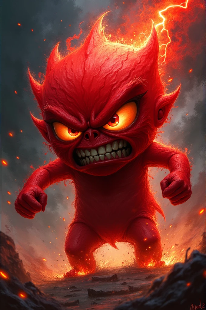Create a design of Fury inside out or Fury from the Disney movie, that it be red with a print of Fury angry fury character