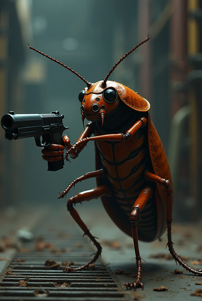 I want you to make a cockroach with a gun