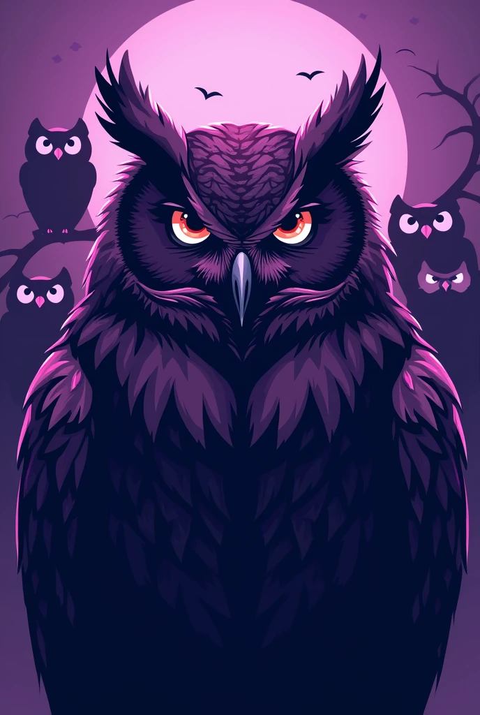 I WANT TO CREATE A LOGO WITH A BIG PURPLE OWL AS A MALE WITH S2G ON THE TOP AND OWLS IN THE BACKGROUND