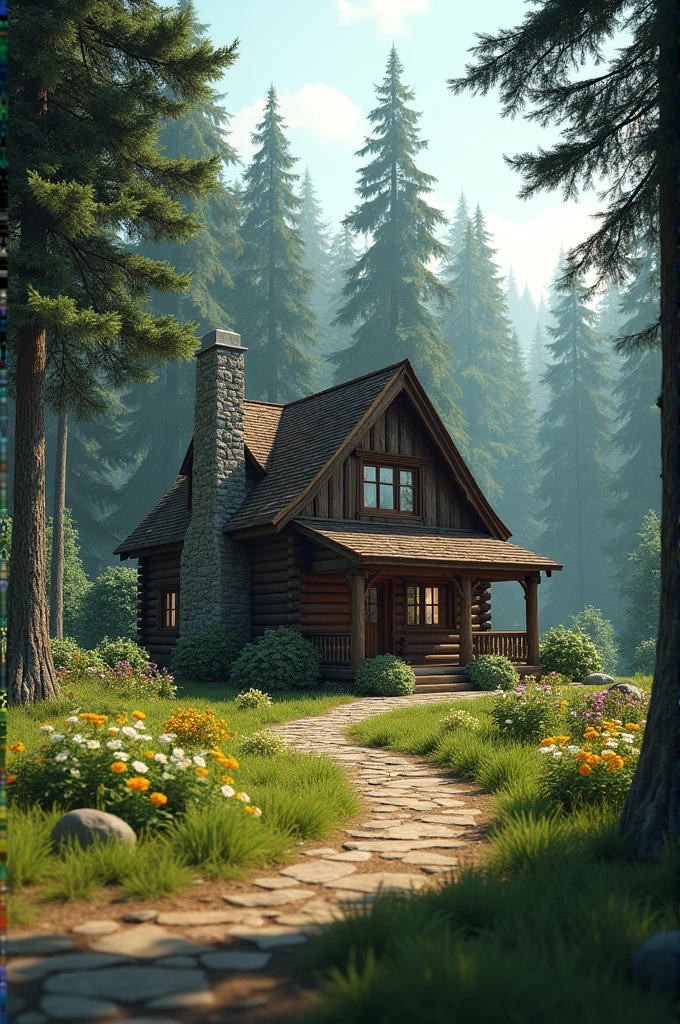Ultra realistic image of a forest house