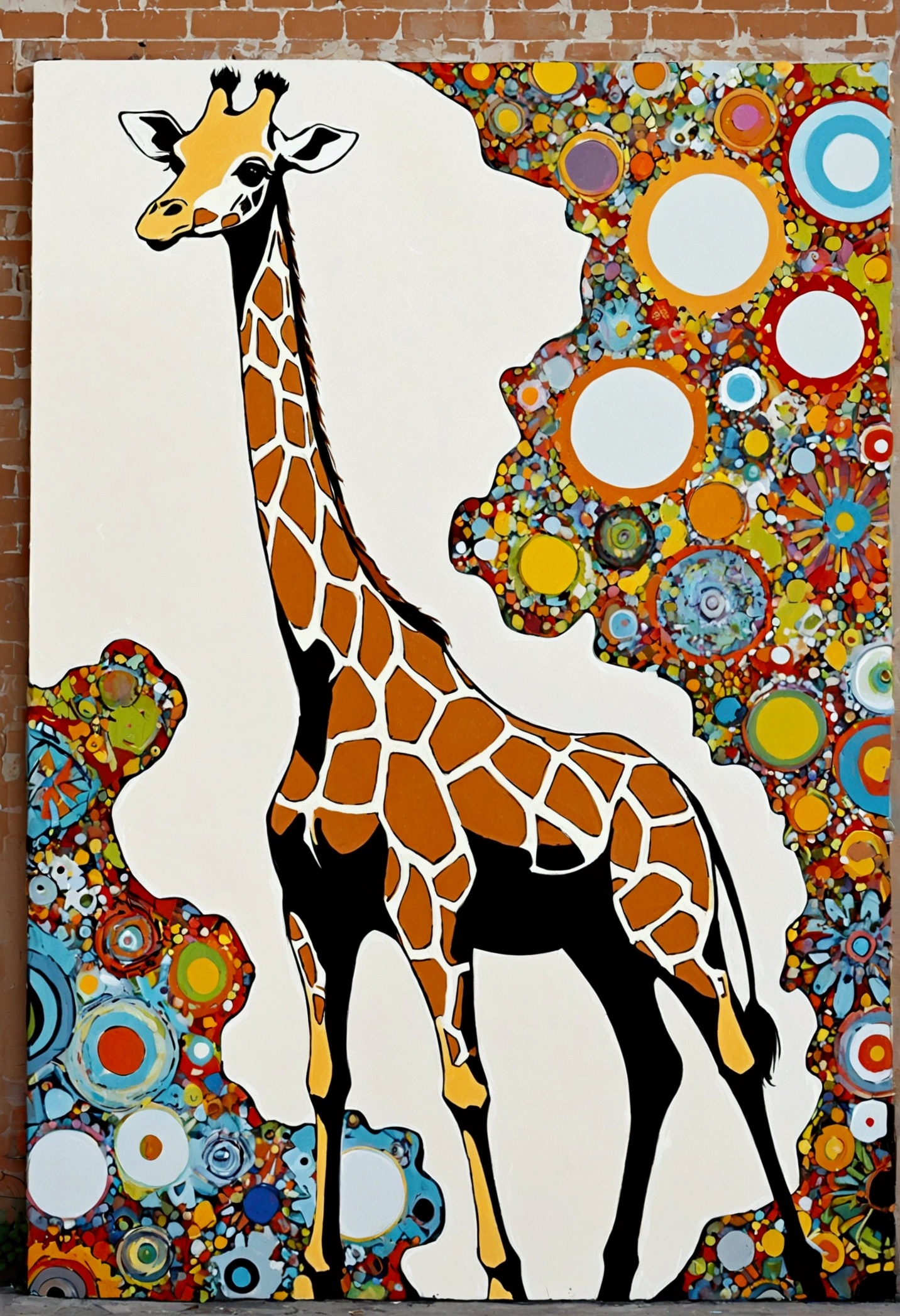&#39;Giraffe in light brown white, Pop-Art, Graffiti‘