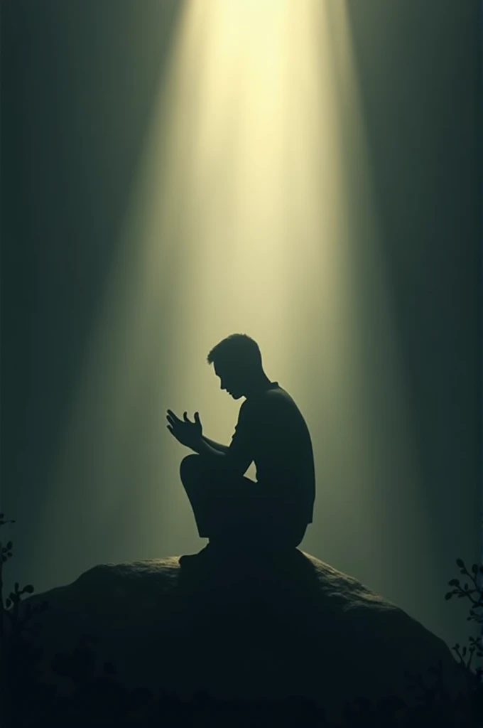 A silhouette of a person in prayer with soft light coming from above, representing reliance on Allah during difficult times.