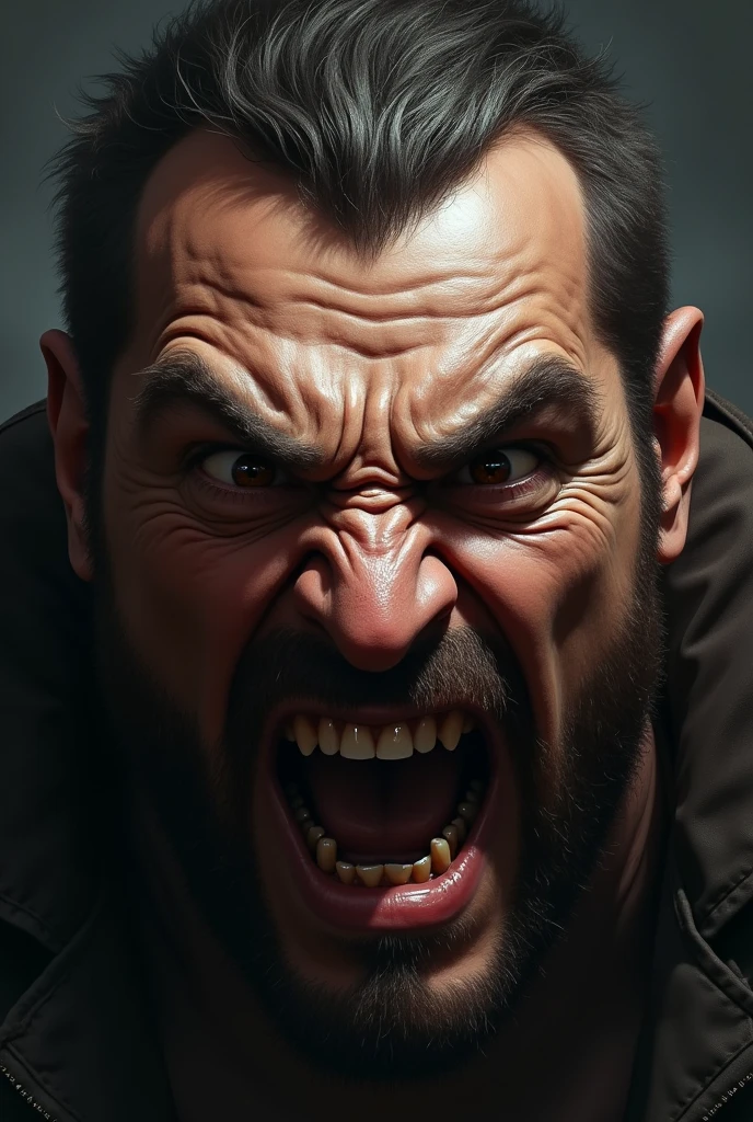 The face of a man full of rage
