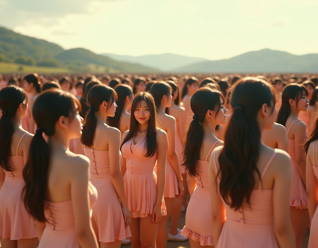 (((((Japanese Clone girls=Myself)))))), (((Best Super High quality Myself Clone girls Raw Photography Art))), (16K, Highest quality, Ultra-high resolution, RAW Photos), (((It's so unrealistic., With unparalleled depiction, With an unfathomable sight, An unprecedented and shocking worldview, Clone girls in a world of mass reproduction, Ultra-realistic))), (((Japanese, woman, 24yo, Ishihara Satomi))), (Small face, ((Thick black hair, Semi-long hair))), ((V-neck short-sleeve dress)), (((((Very detailed美しい女体, Accurate body structure, Very detailed完璧な, Super busty body with very large breasts, Clearly emphasizes cleavage))))), (((Dark Eyes, Mature face, Cute Smile, A gentle gaze))), (((Her happy and smiling expression is so cute))), ((((((((Very detailed分身増殖描写, ((1girl→Myself cloning→1,000,000,000,000,000,000,000,000,000,000,000,000,000,000,000,000,000,000,000,000Myself Clone girls)))))))))), ((((((((Very detailed, The precise depiction of the proliferation of Myself Clone girls, ((With the perfectly identical bodies of Myself clone girls, With the exact same face as the Myself clone girls, With the exact same hairstyle as the Myself clone girls, In the exact same clothes as the girls who are my clones, Perfectly the same height as the Myself clone girls, Super big breasts, just like the Myself clone girls)))))))))), (((Myself clone girls only))), (((Multiple pairs, Very detailed depiction, (Myself clone girls hug each other, Myself clone girls assemble, Fun conversations with fellow Myself clone girls, A fun conversation between Myself clone girls, Myself clone girls holding hands, Walking with lots of Myself clone girls)))), (((Everyone looks at the camera))), (((Unbelievably crowded, Transcendent Myself clone girls intimately, Countless Myself clone girls surround you in 360 degrees))), (Bright, soft sunlight), (((Very wide field of view, Very detailed, Detailed ultra-perspective depiction with clear depth, wide view))), (((((Landscape with a curved slope))))), (((Very photographic and detailed depiction, Myself clone girls will multiply infinitely and fill the surroundings from one side to the horizon with their bodies tightly packed together without any gaps., A scene of endless Myself clone girls and a fun atmosphere))), (Focus on the average value of the image)